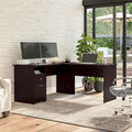 Bureau d'angle en L de 152 cm (avec étagères et tiroirs)