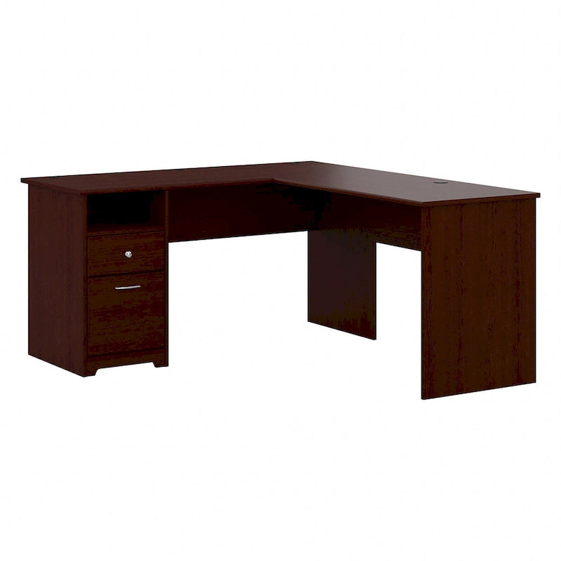 Bureau d'angle en L de 152 cm (avec étagères et tiroirs)