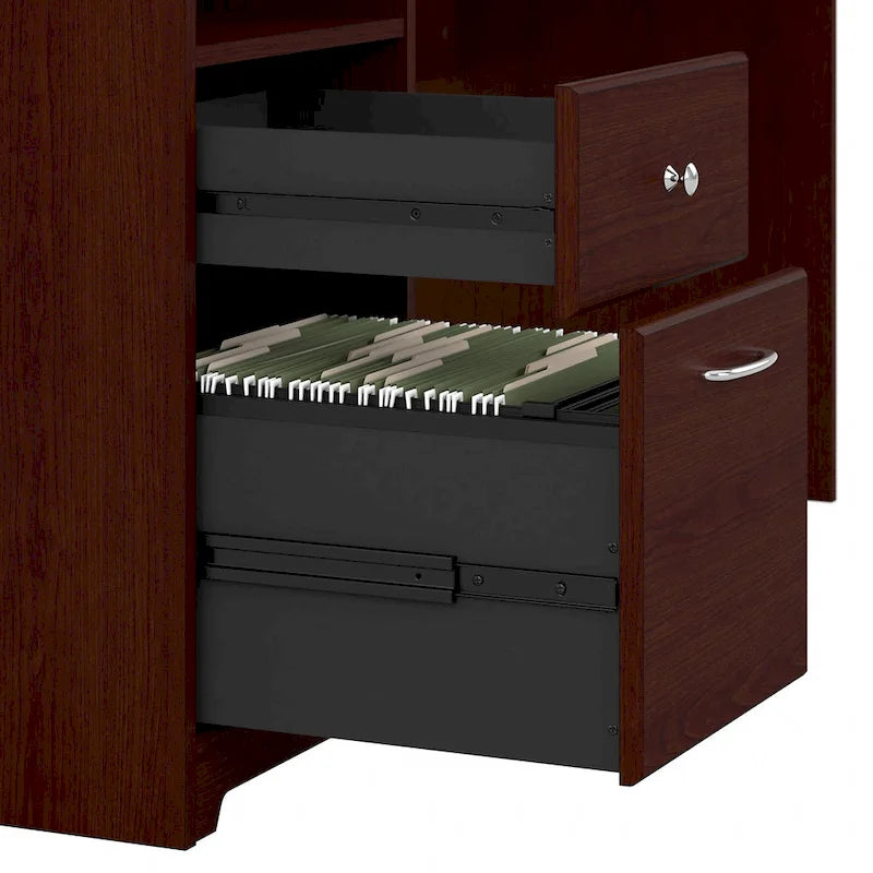 Bureau d'angle en L de 152 cm (avec étagères et tiroirs)