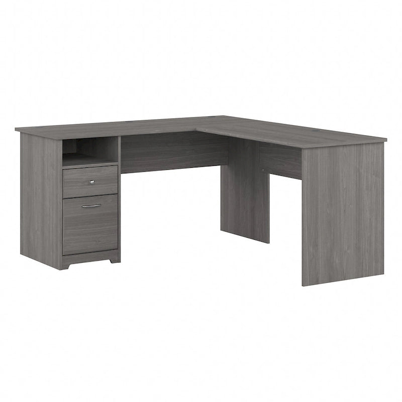 Bureau d'angle en L de 152 cm (avec étagères et tiroirs)