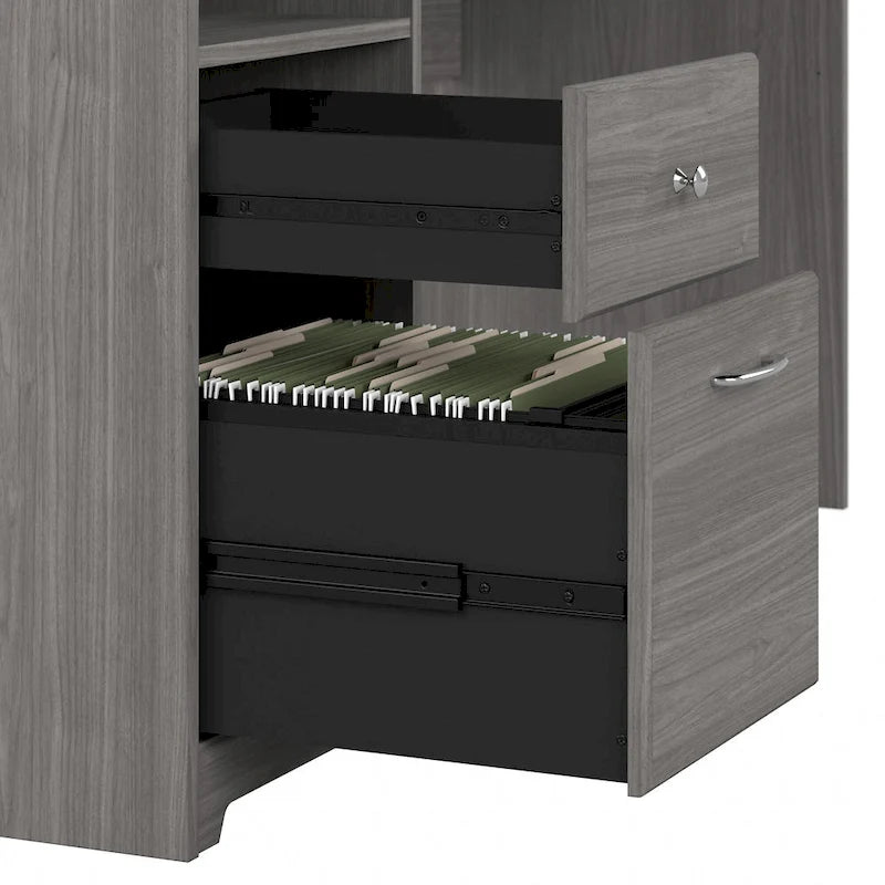 Bureau d'angle en L de 152 cm (avec étagères et tiroirs)