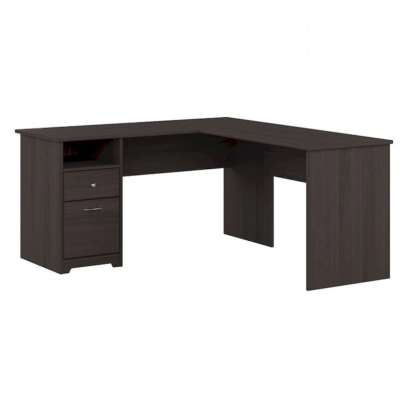 Bureau d'angle en L de 152 cm (avec étagères et tiroirs)