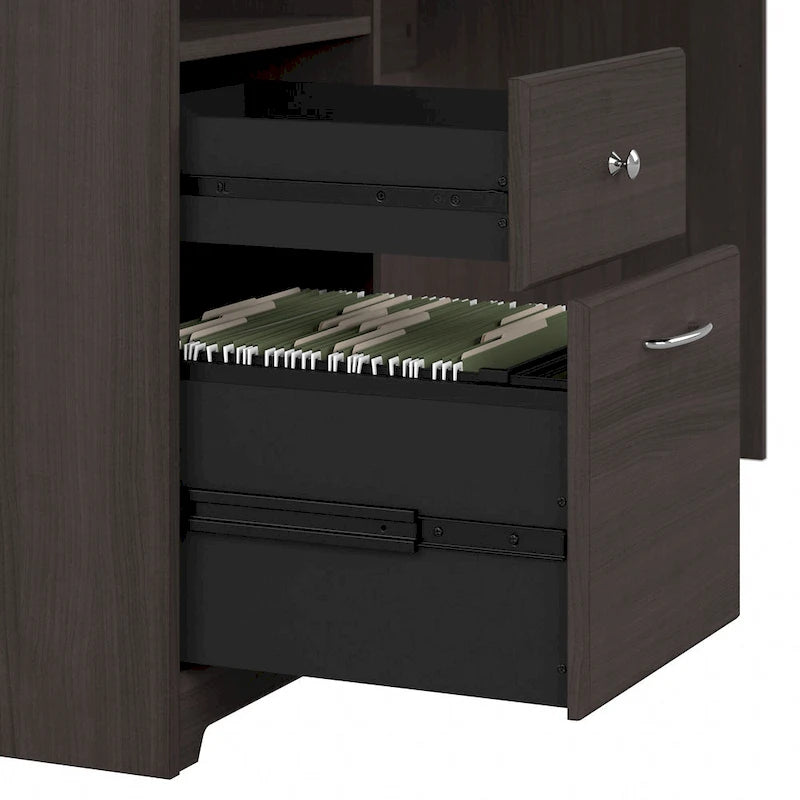 Bureau d'angle en L de 152 cm (avec étagères et tiroirs)