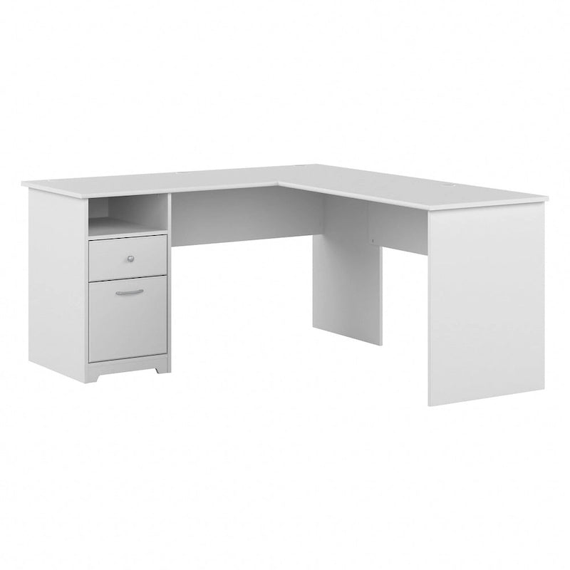 Bureau d'angle en L de 152 cm (avec étagères et tiroirs)