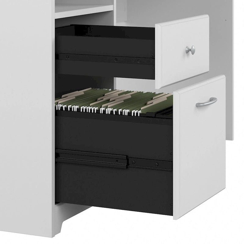 Bureau d'angle en L de 152 cm (avec étagères et tiroirs)