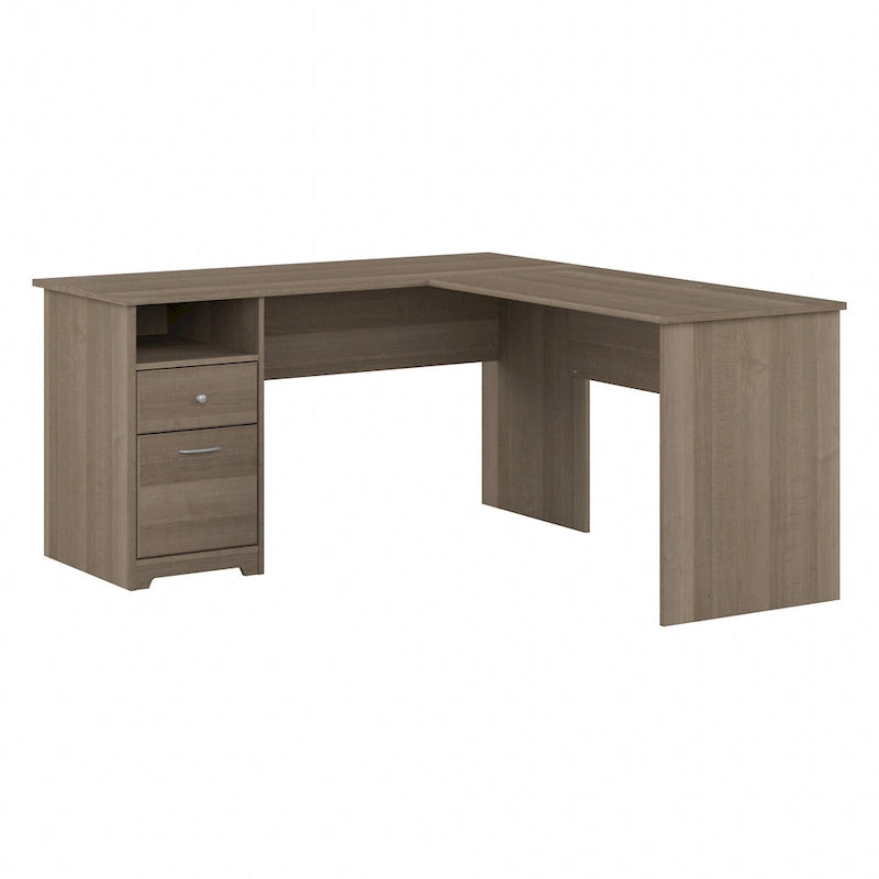 Bureau d'angle en L de 152 cm (avec étagères et tiroirs)