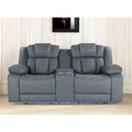 Causeuse inclinable électrique en similicuir gris clair avec rangement de 75 po