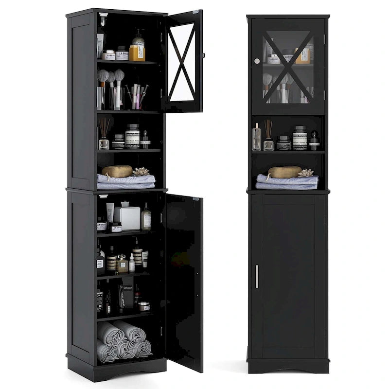 Meuble de rangement haut sur pied pour salle de bain