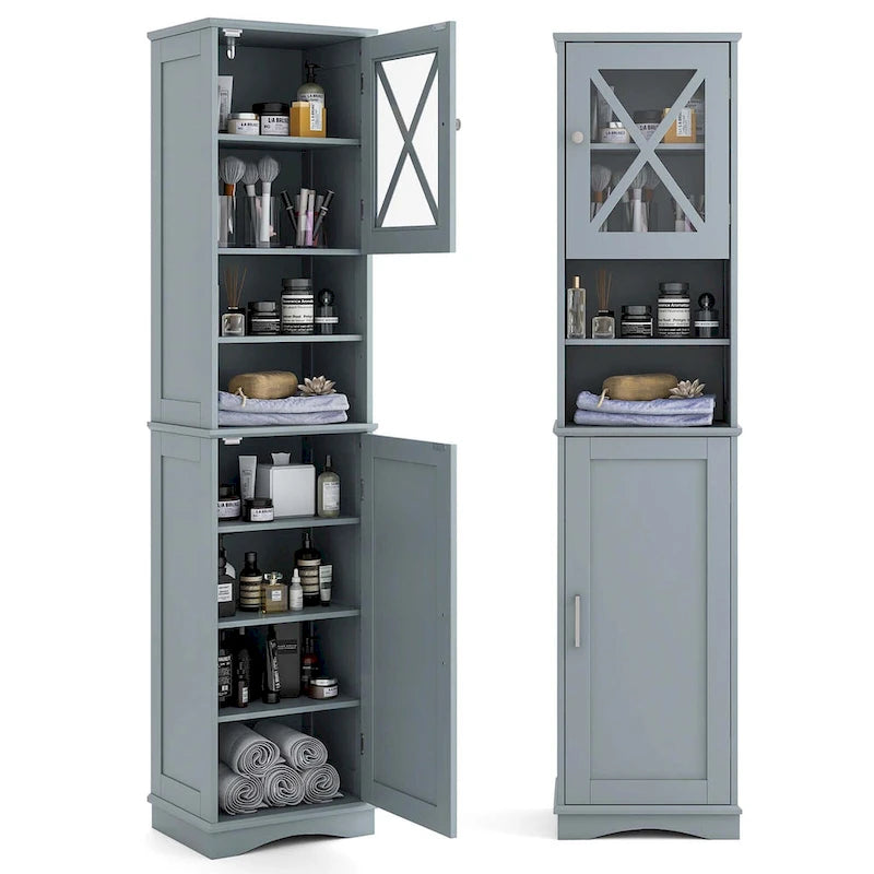 Meuble de rangement haut sur pied pour salle de bain