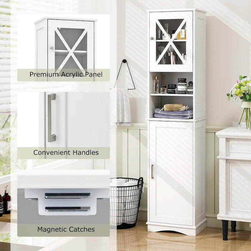 Meuble de rangement haut sur pied pour salle de bain