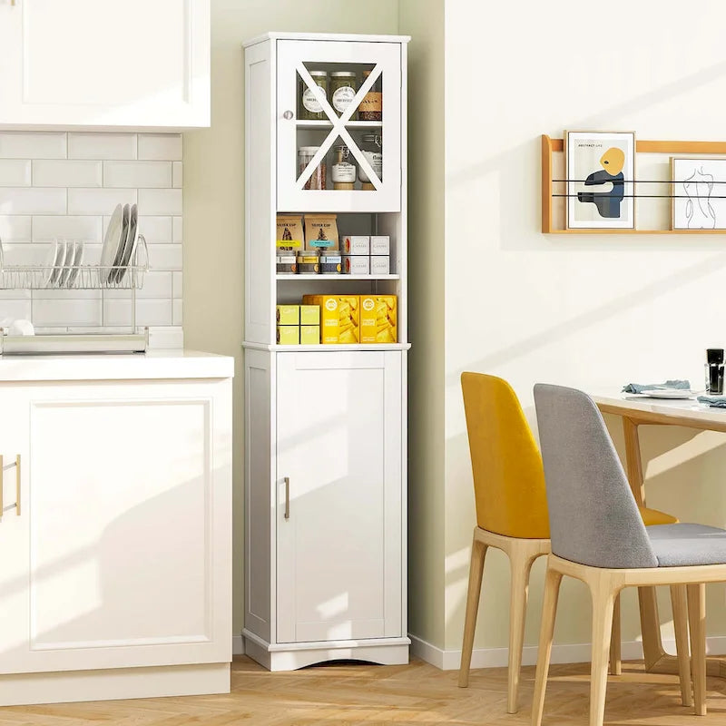Meuble de rangement haut sur pied pour salle de bain