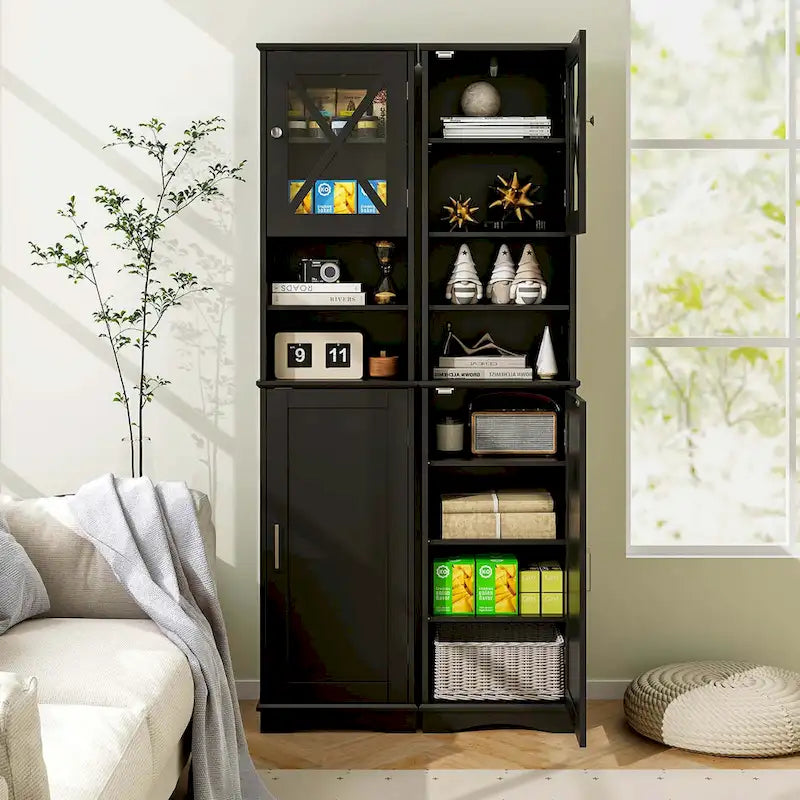 Meuble de rangement haut sur pied pour salle de bain