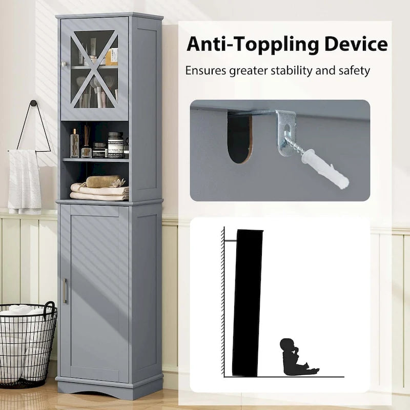 Meuble de rangement haut sur pied pour salle de bain