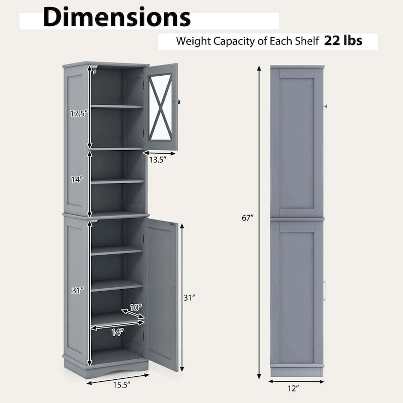 Meuble de rangement haut sur pied pour salle de bain