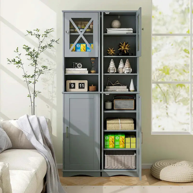 Meuble de rangement haut sur pied pour salle de bain