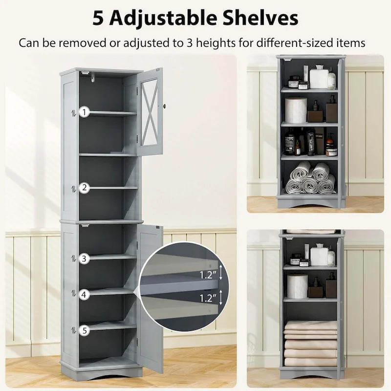 Meuble de rangement haut sur pied pour salle de bain