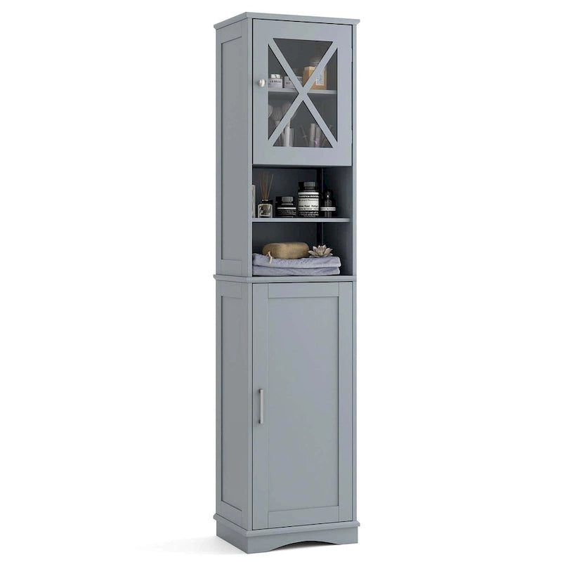 Meuble de rangement haut sur pied pour salle de bain