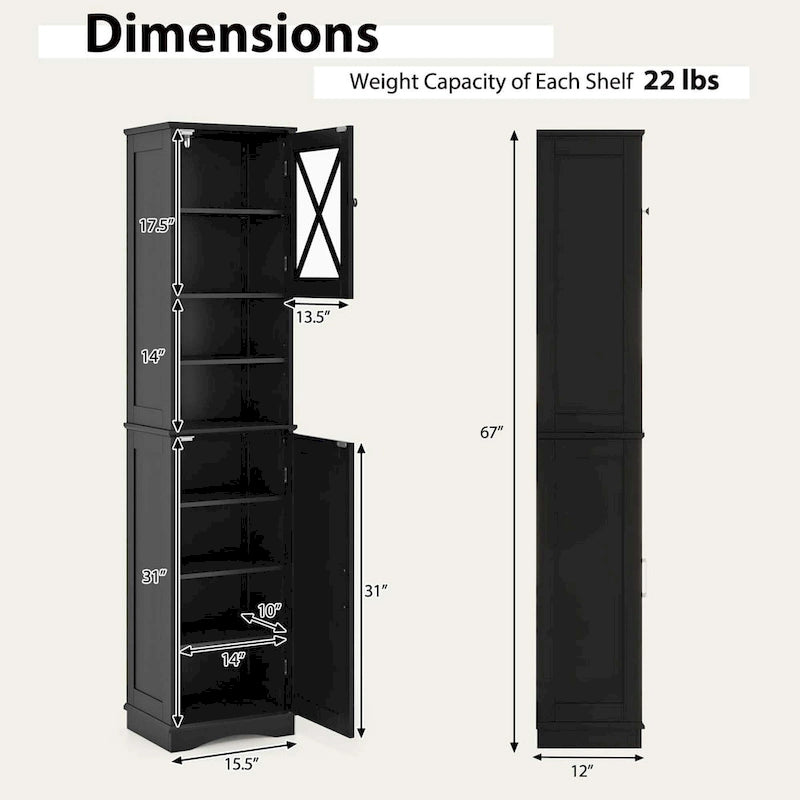 Meuble de rangement haut sur pied pour salle de bain