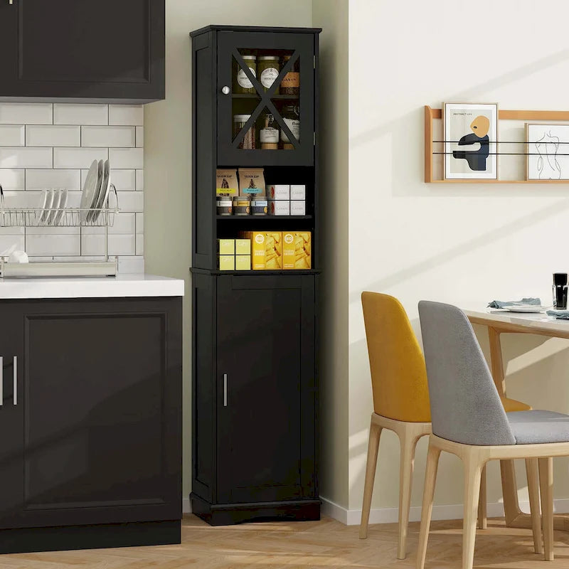 Meuble de rangement haut sur pied pour salle de bain