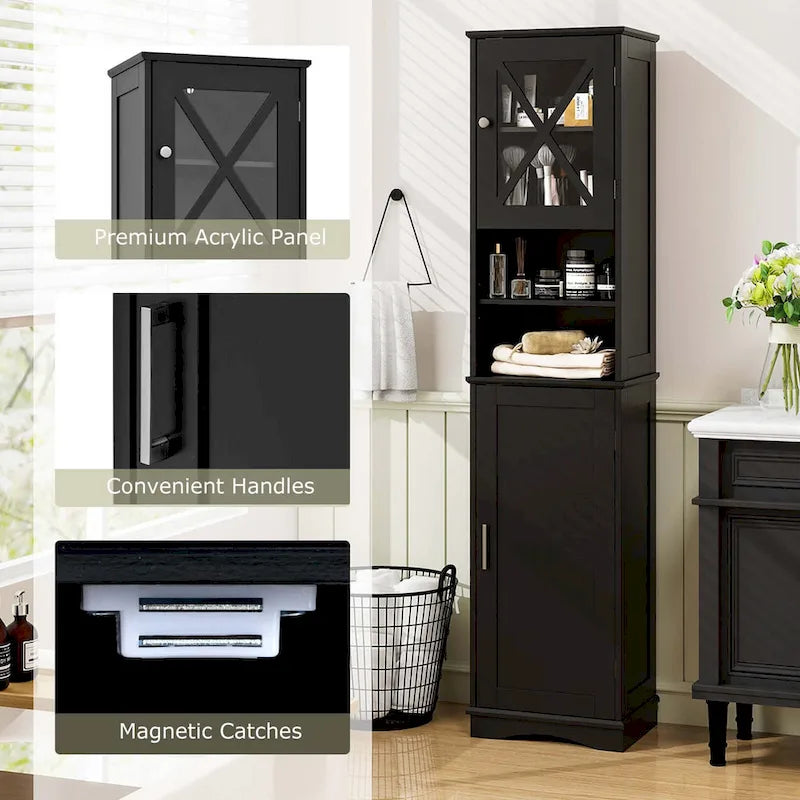 Meuble de rangement haut sur pied pour salle de bain