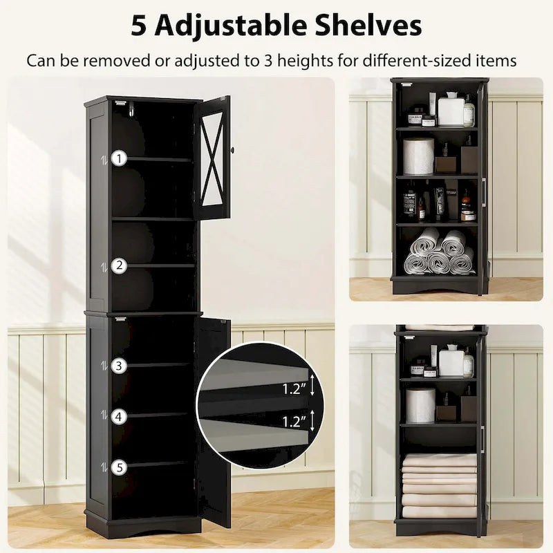 Meuble de rangement haut sur pied pour salle de bain