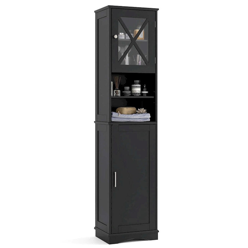 Meuble de rangement haut sur pied pour salle de bain