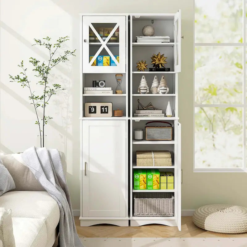 Meuble de rangement haut sur pied pour salle de bain