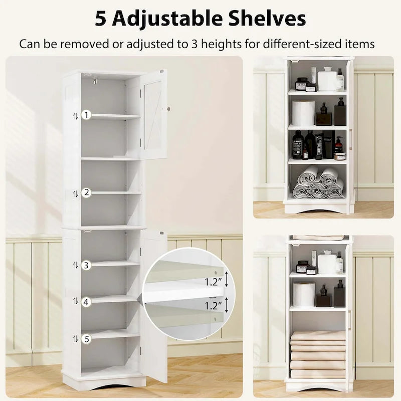 Meuble de rangement haut sur pied pour salle de bain
