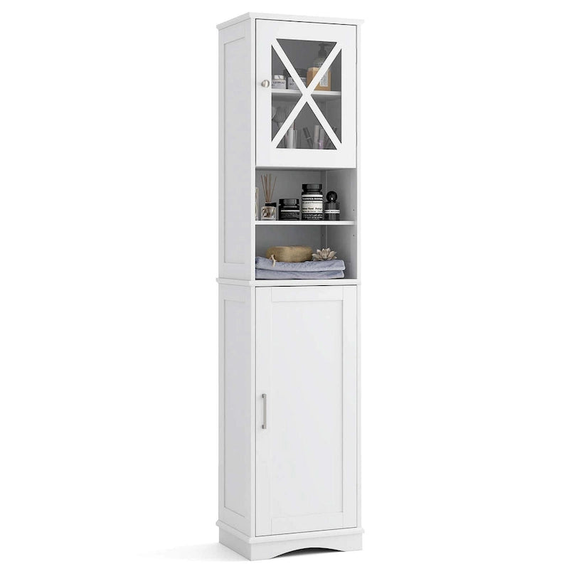 Meuble de rangement haut sur pied pour salle de bain