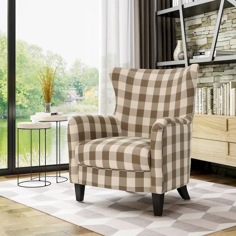 Fauteuil capitonné à dossier haut de 76,8 cm, style rétro moderne