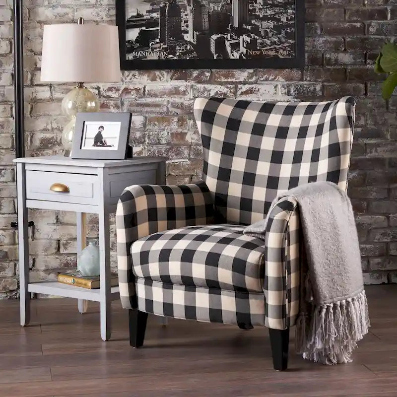 Fauteuil capitonné à dossier haut de 76,8 cm, style rétro moderne