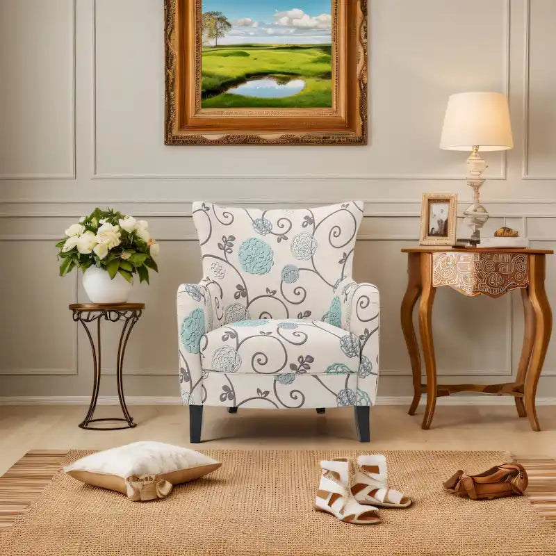 Fauteuil capitonné à dossier haut de 76,8 cm, style rétro moderne