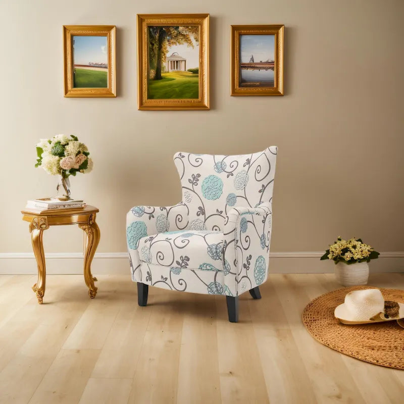 Fauteuil capitonné à dossier haut de 76,8 cm, style rétro moderne