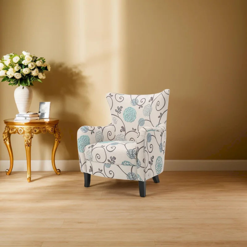 Fauteuil capitonné à dossier haut de 76,8 cm, style rétro moderne