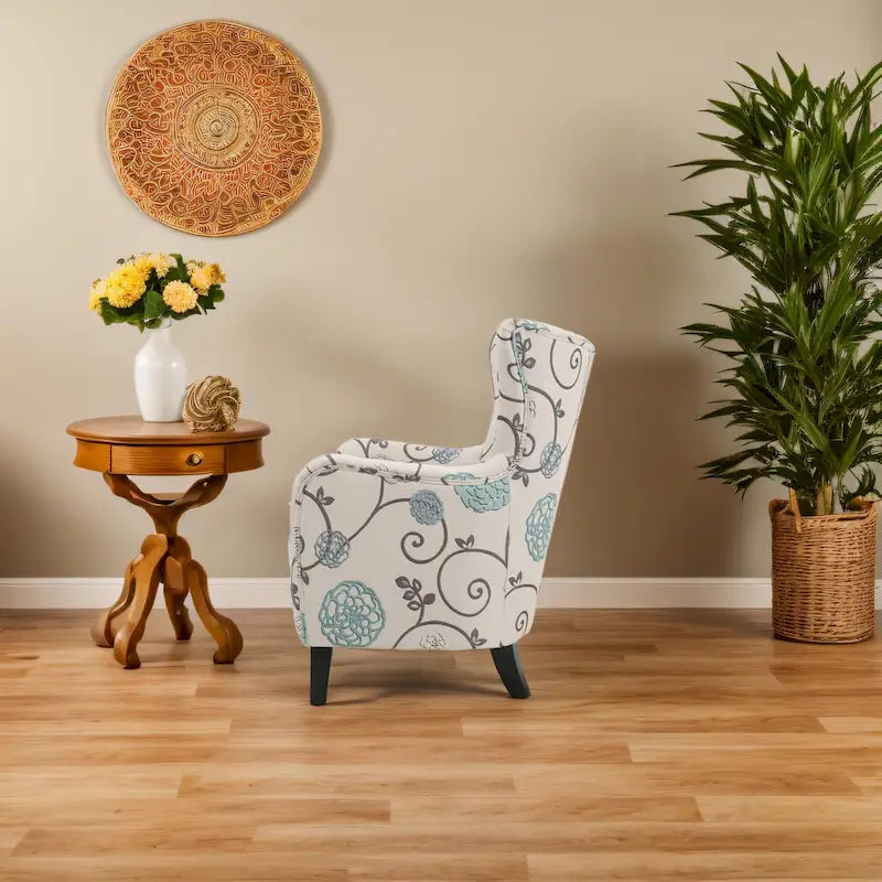 Fauteuil capitonné à dossier haut de 76,8 cm, style rétro moderne