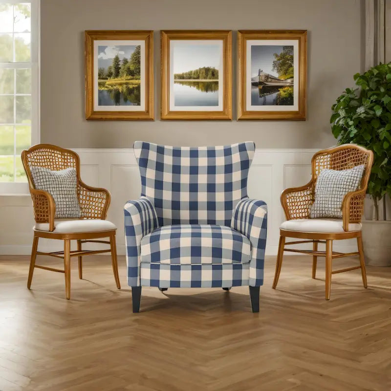 Fauteuil capitonné à dossier haut de 76,8 cm, style rétro moderne