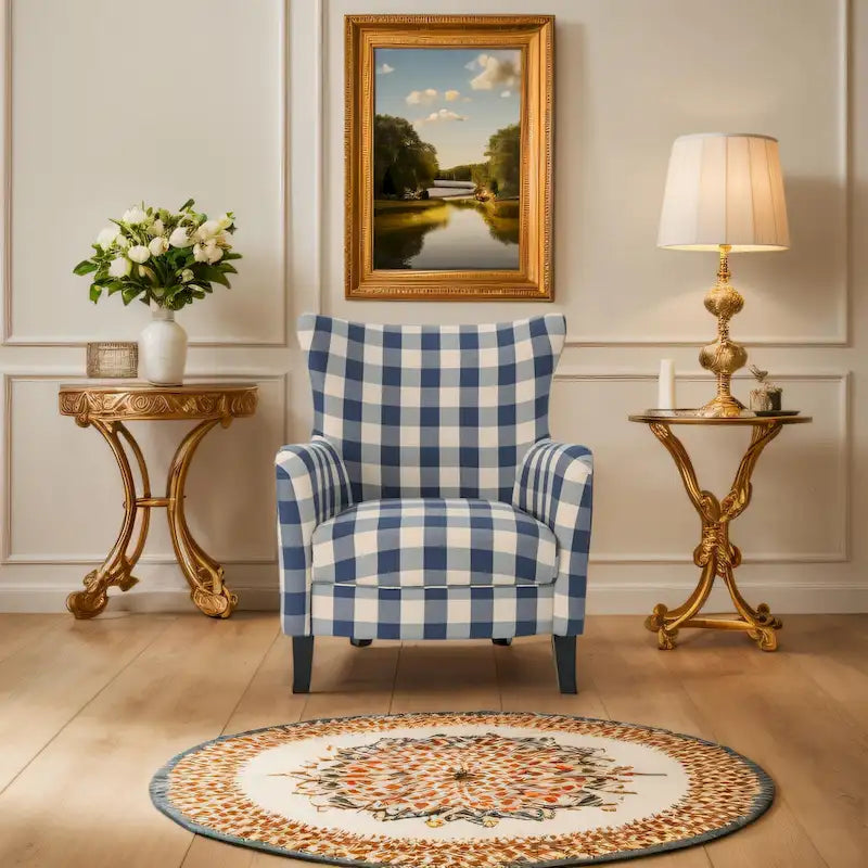 Fauteuil capitonné à dossier haut de 76,8 cm, style rétro moderne