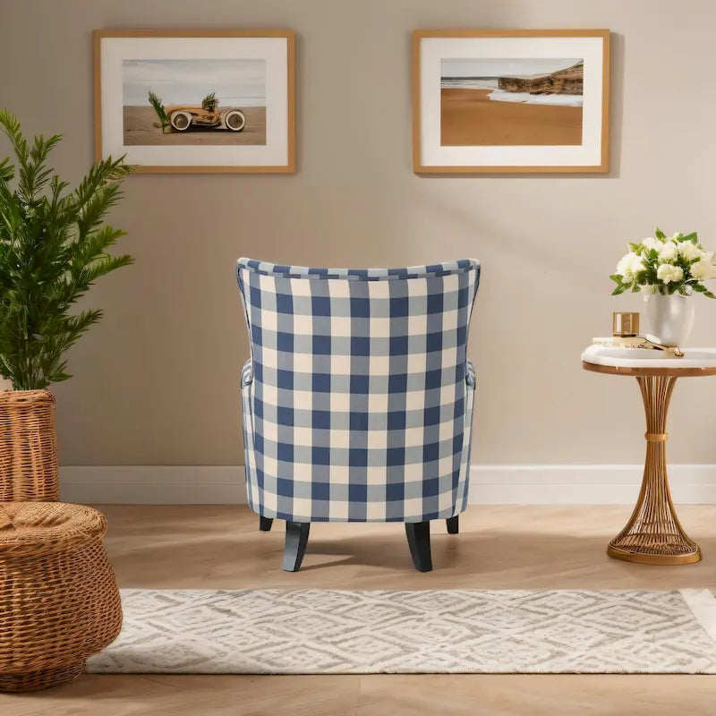 Fauteuil capitonné à dossier haut de 76,8 cm, style rétro moderne