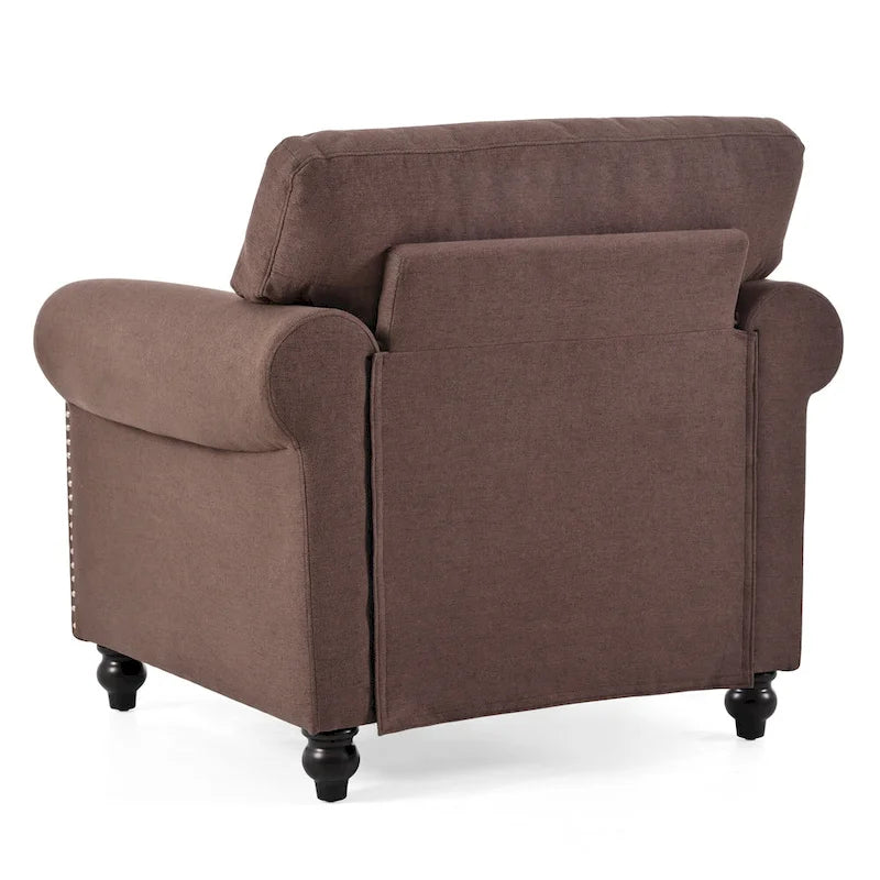 Fauteuil de salon rembourré marron de style moderne de 95 cm