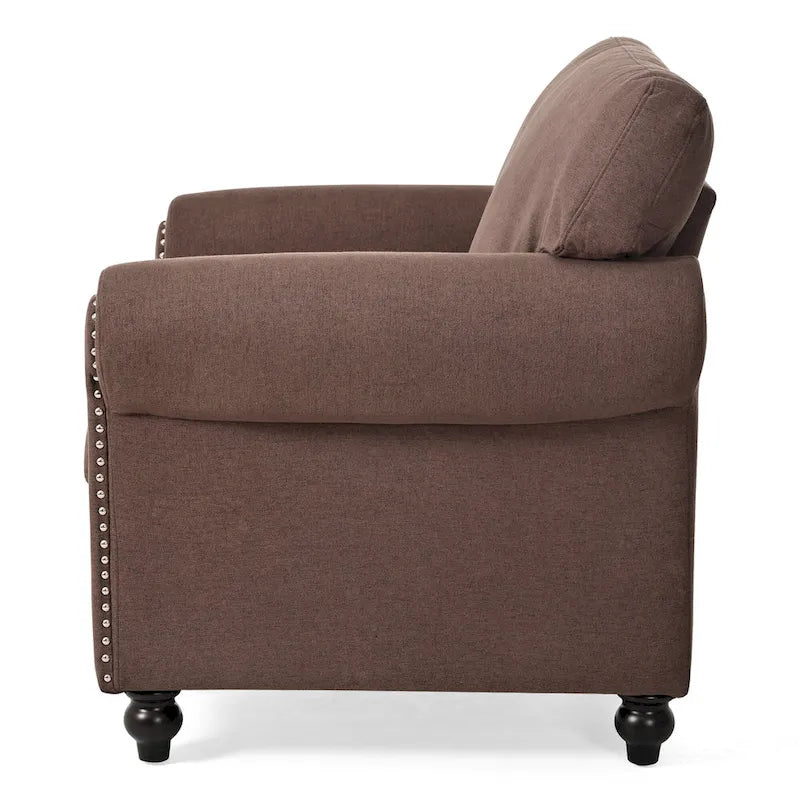 Fauteuil de salon rembourré marron de style moderne de 95 cm