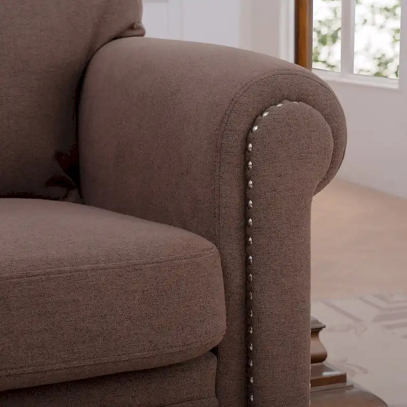 Fauteuil de salon rembourré marron de style moderne de 95 cm