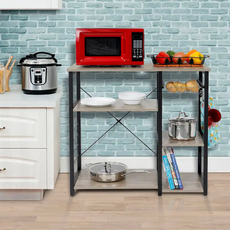 Modèle de mobilier de maison et de bureau : îlot de cuisine avec panier à légumes coulissant