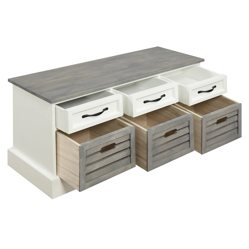Meuble en bois traditionnel avec paniers