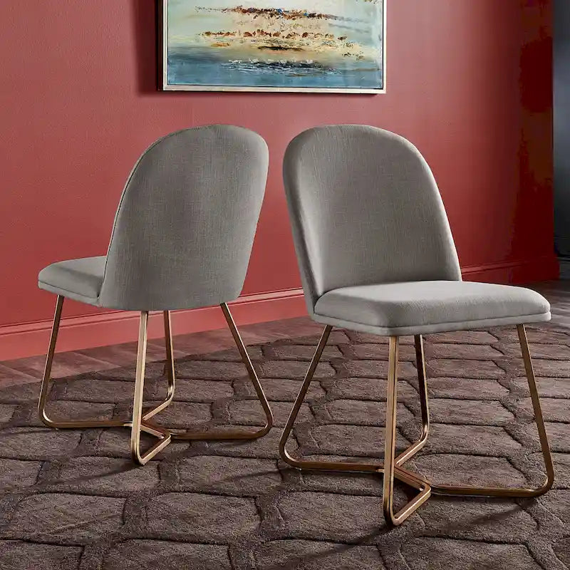 Chaises de salle à manger en métal plaqué or (deux chaises par lot)