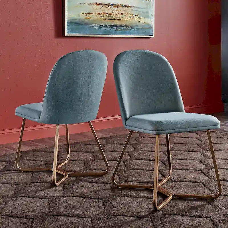 Chaises de salle à manger en métal plaqué or (deux chaises par lot)