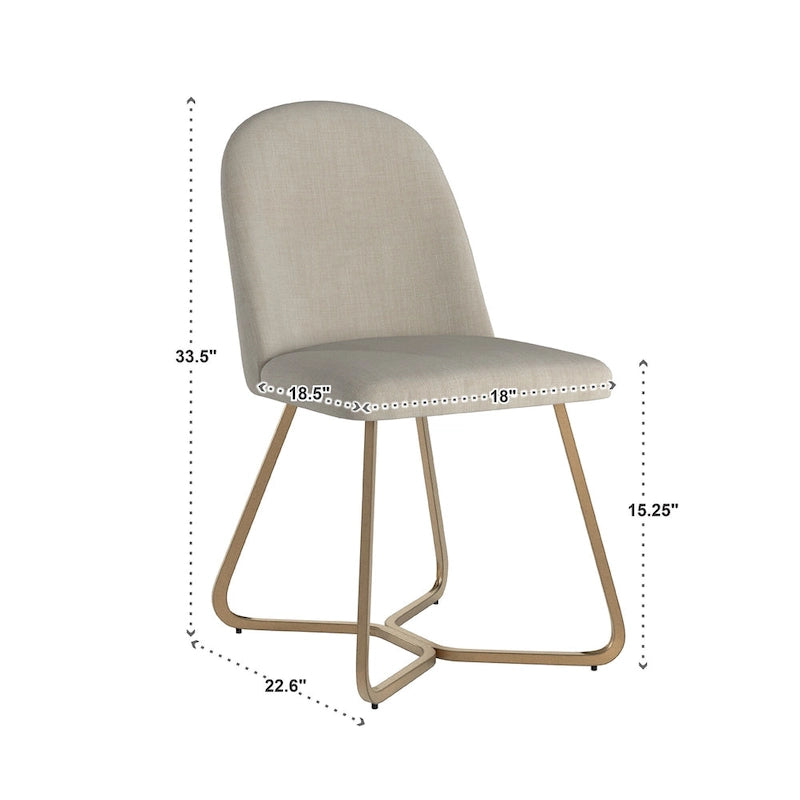 Chaises de salle à manger en métal plaqué or (deux chaises par lot)