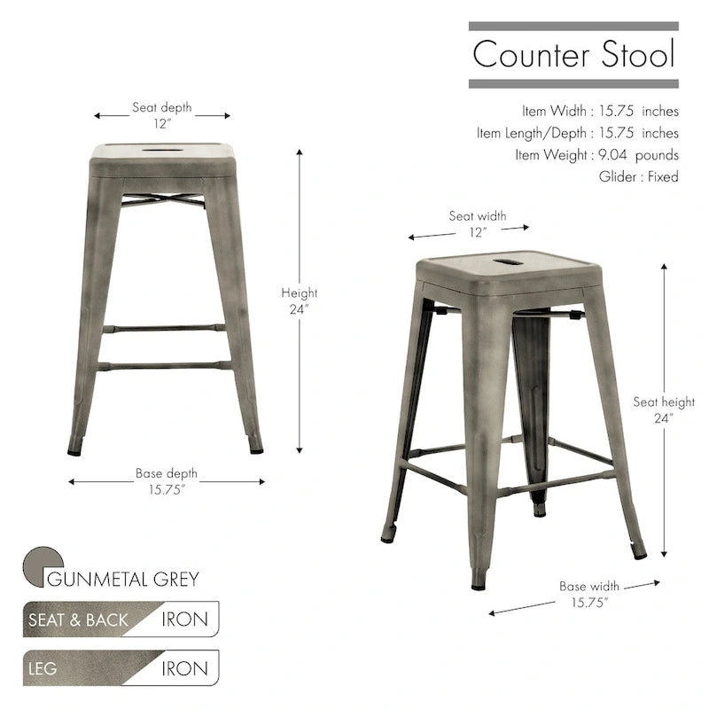 Tabourets de bar en métal pour terrasse intérieure et extérieure
