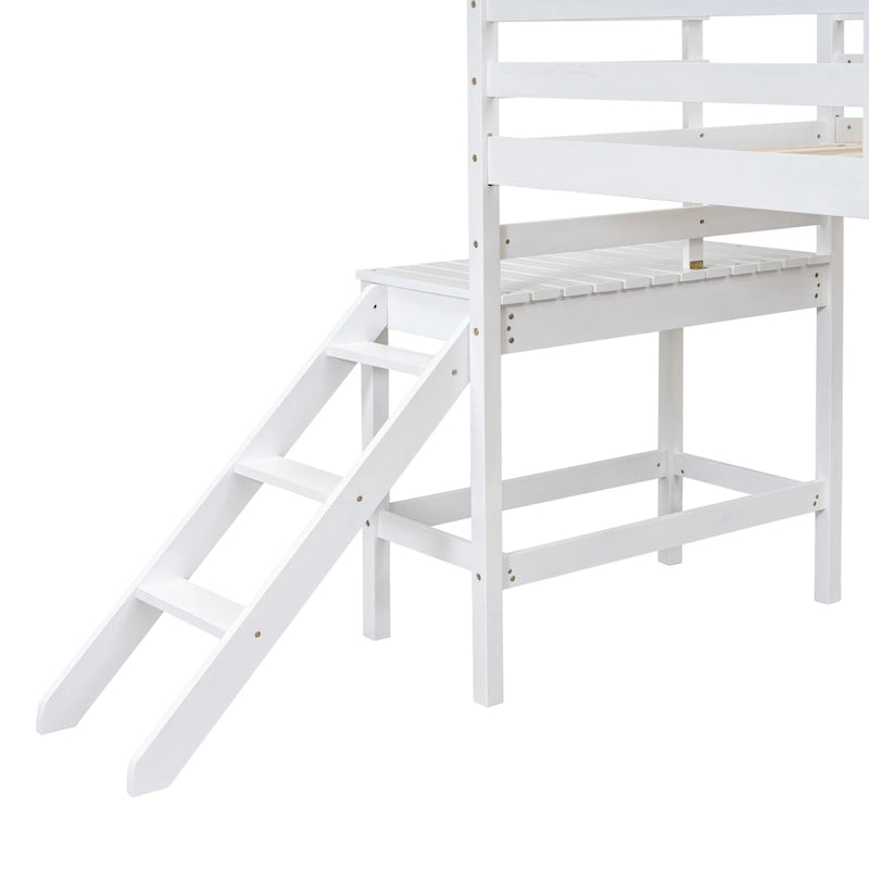 Lit mezzanine avec plateforme, échelle
