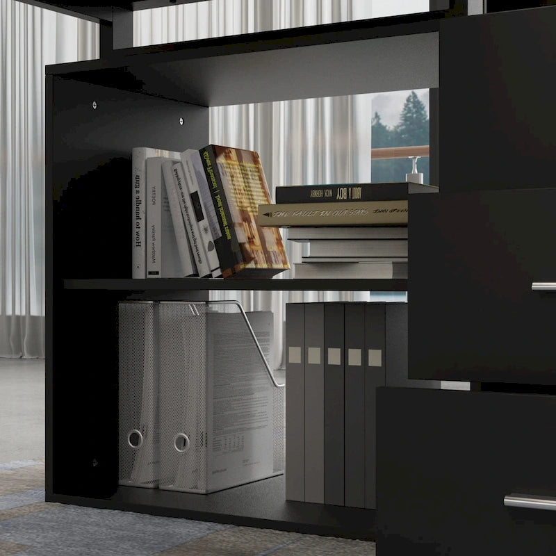 Bureau d'ordinateur d'angle en L de 55 pouces (avec tiroirs)