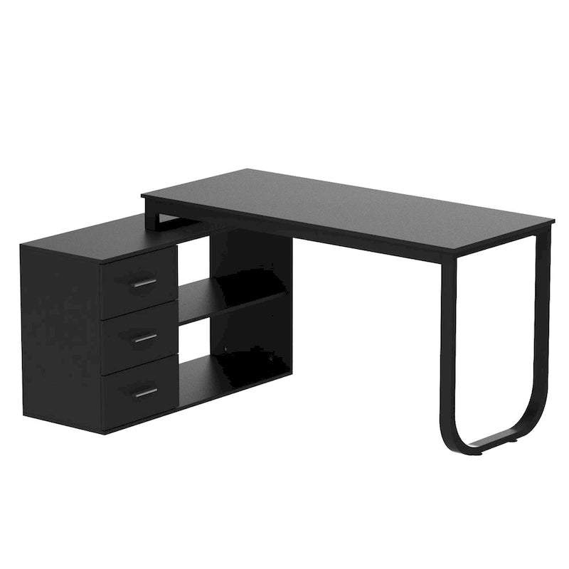 Bureau d'ordinateur d'angle en L de 55 pouces (avec tiroirs)